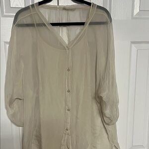 Elegant Sheer Cream Blouse